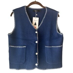 NWT ZESICA VEST V NECK KNIT BUTTON DOWN
